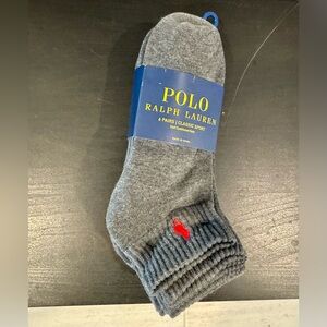 Polo Ralph Lauren Men’s 6 Pair Classic Sport Gray Logo Ankle Socks. NWT